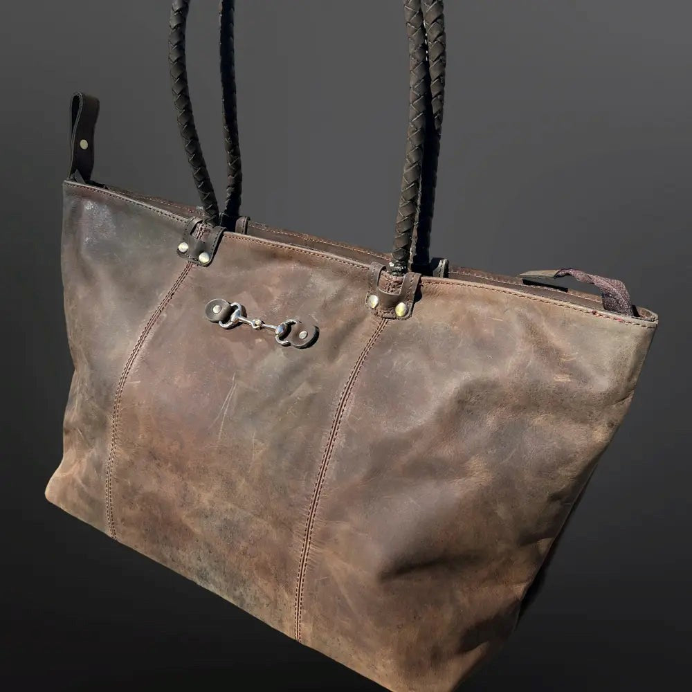 Equestrian Snaffle Bit Leather Tote