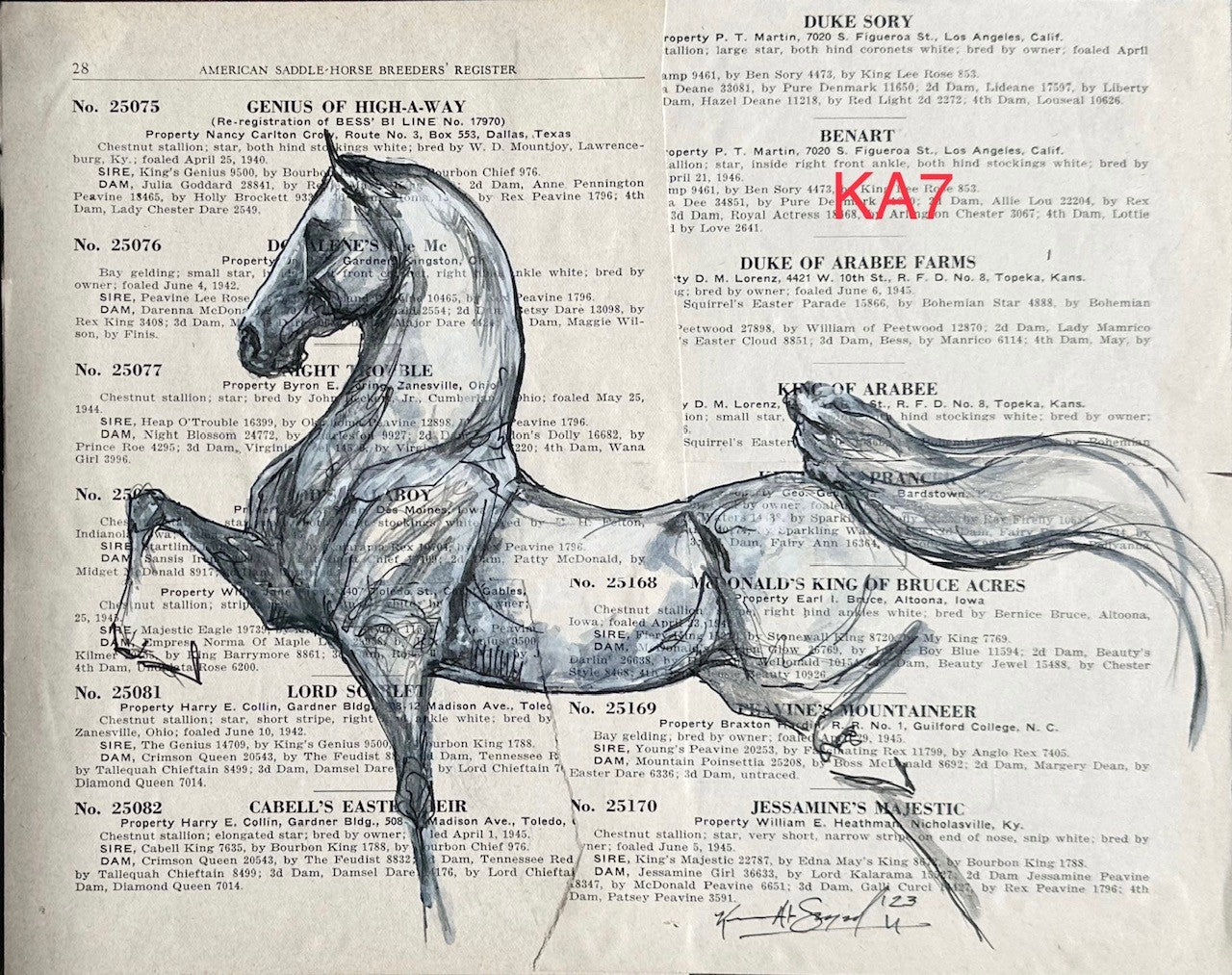 Kenna Al-Sayed Vintage book pages with mixed media 8 X 10