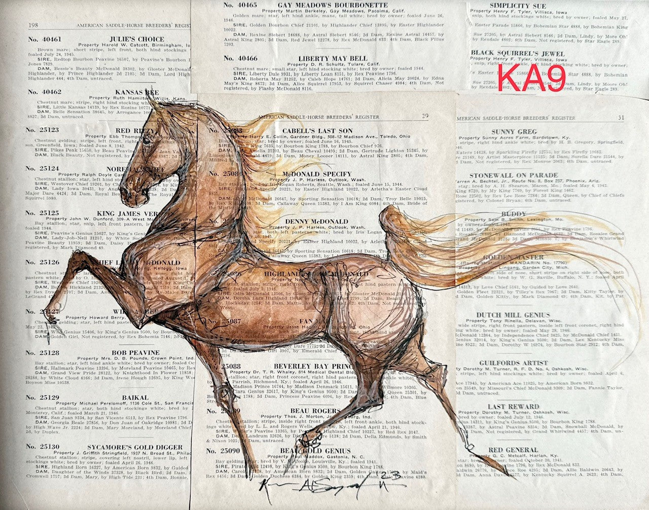 Kenna Al-Sayed Vintage book pages with mixed media 11 X 14