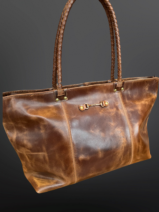 Equestrian Snaffle Bit Leather Tote