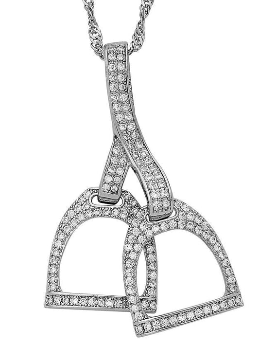 Rhodium Double Stirrup Necklace