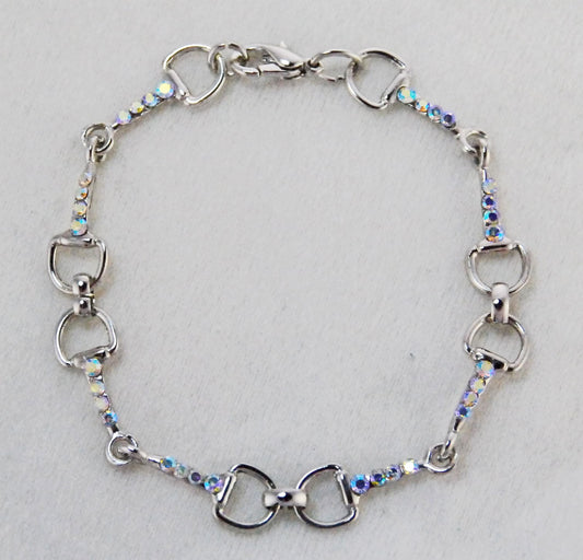 Small Snaffle Bit Chain Bracelet with stone accents