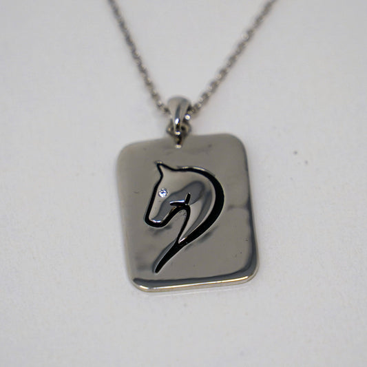 Sterling Silver Rectangle Pendant with Horse Head