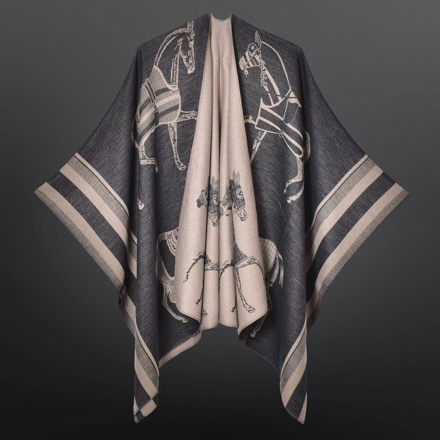 Equestrian Horse Blanket Shawl Wrap