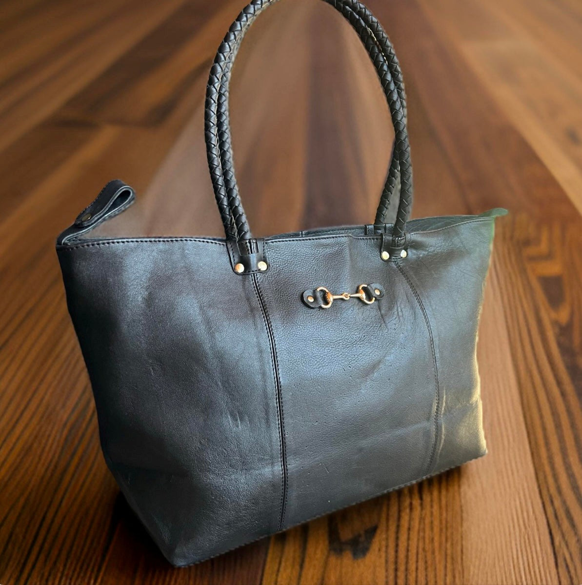 Equestrian Snaffle Bit Leather Tote