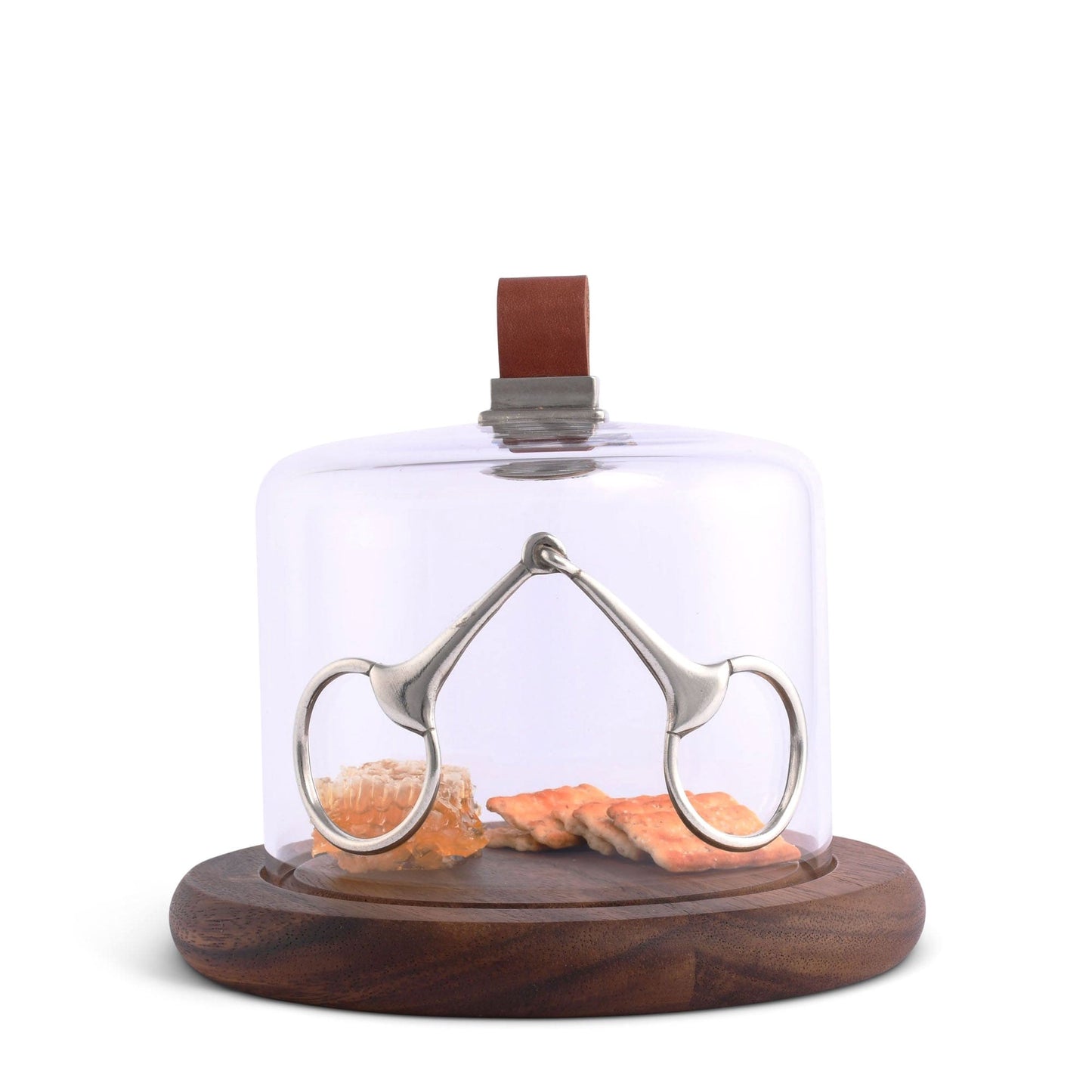 Arthur Court Leather Horse Bit Cheese Dome Board