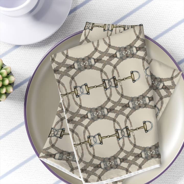 Cream Snaffle Bit and Rein Napkins