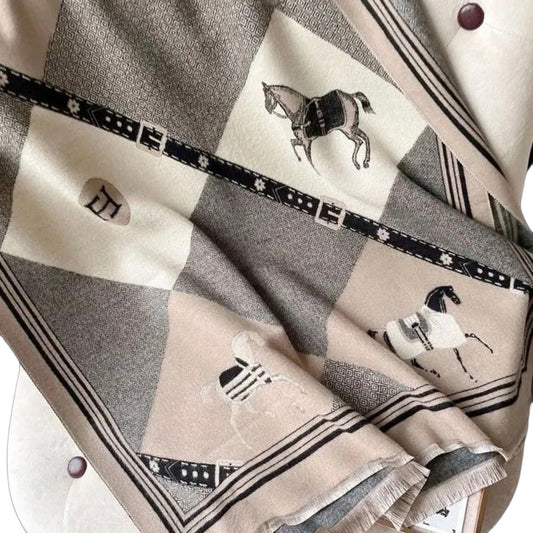 Equestrian Diamond Pattern Viscose Winter Scarf