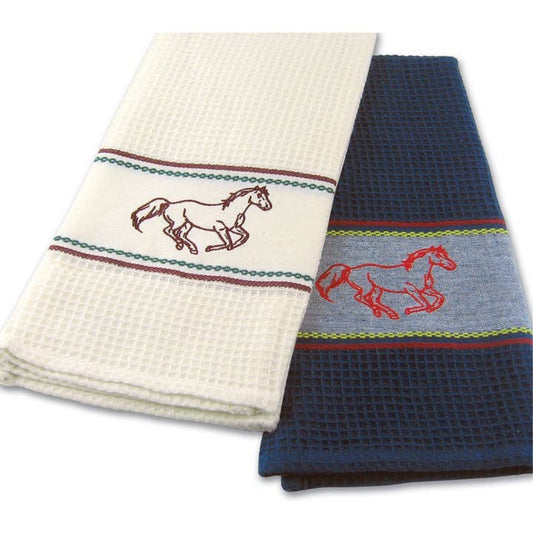 White Horse Embroidery Kitchen Towel