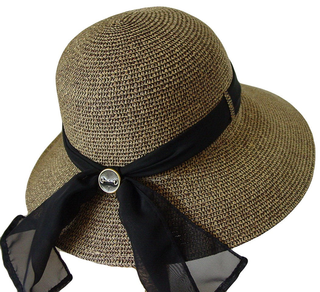 Bit Button Lampshade Black Sheer Ribbon Equestrian Hat