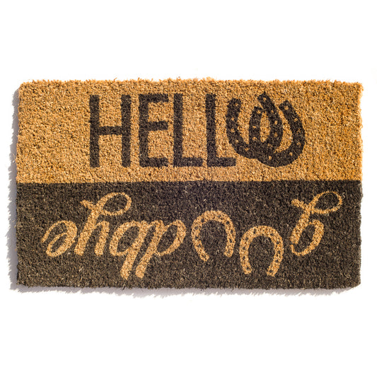 Hello/Goodbye Horseshoes Door Mat