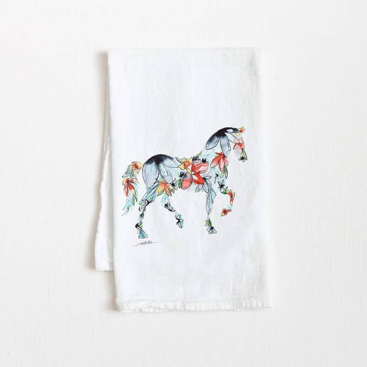 Floral Horse Kitchen Towel