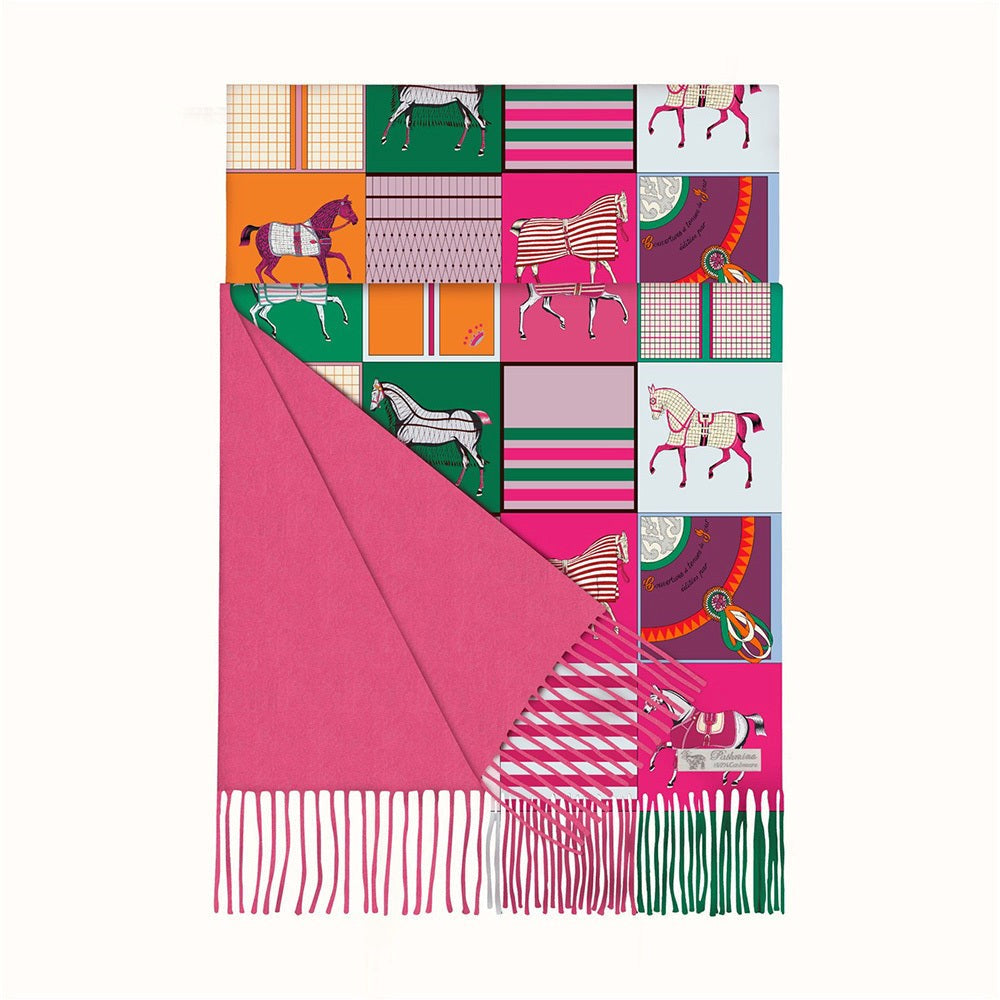 Horses in Blankets Acrylic Cashmere Scarf