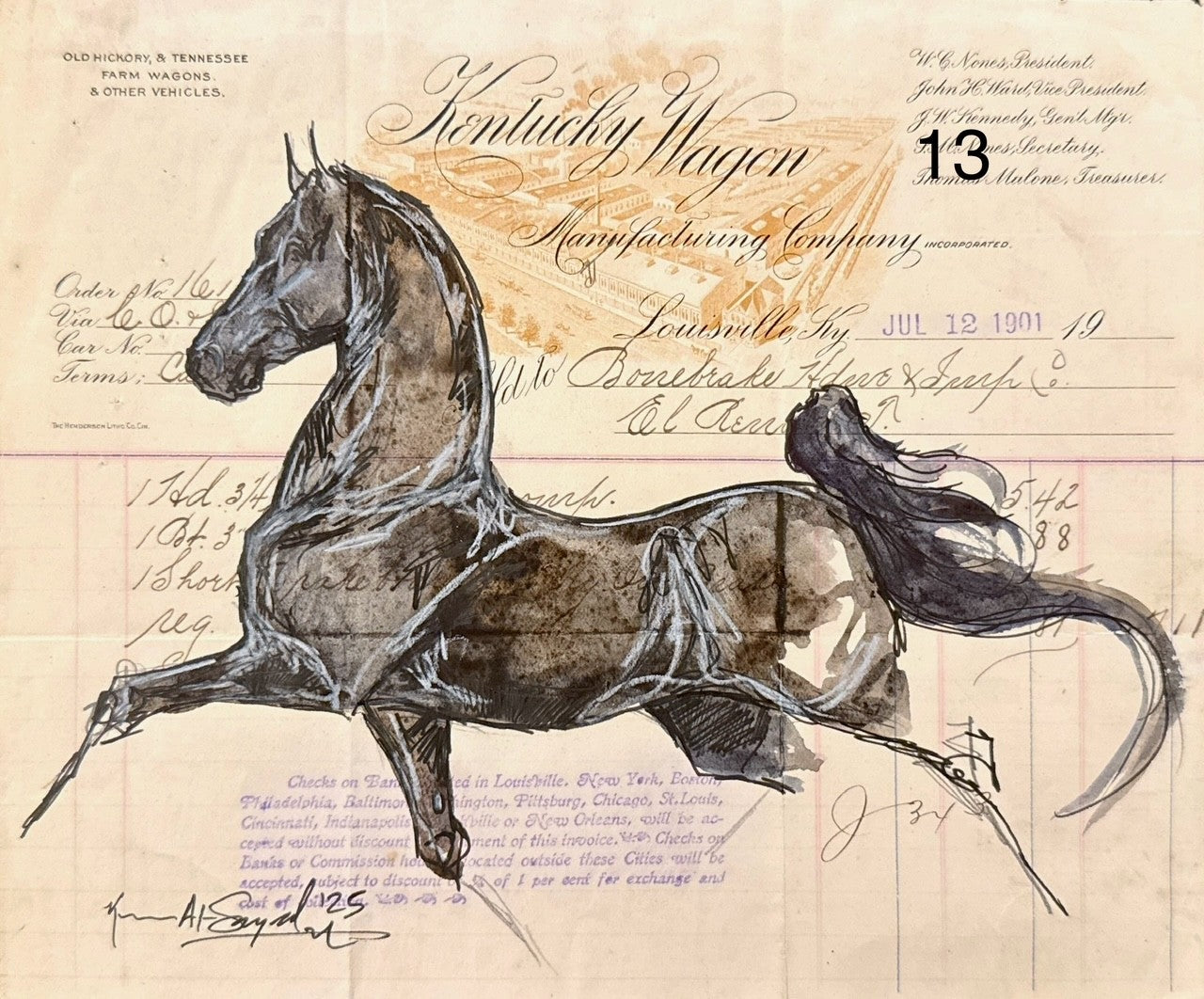 Kenna Al-Sayed: Kentucky Wagon July 12 approx 8x7” 13