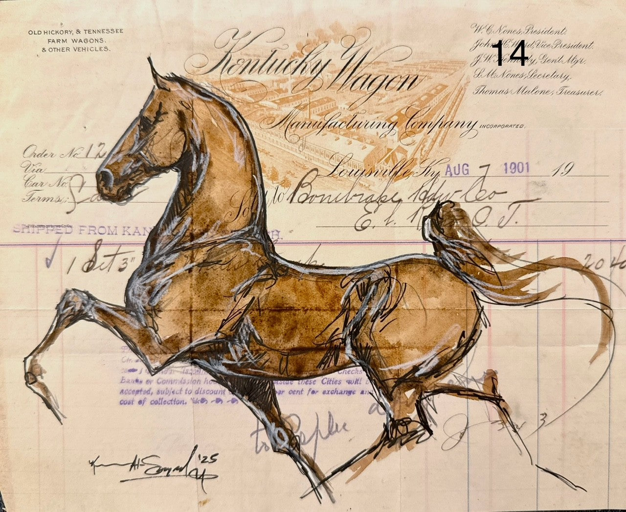 Kenna Al-Sayed: Kentucky Wagon August 7 approx 8x7” 14