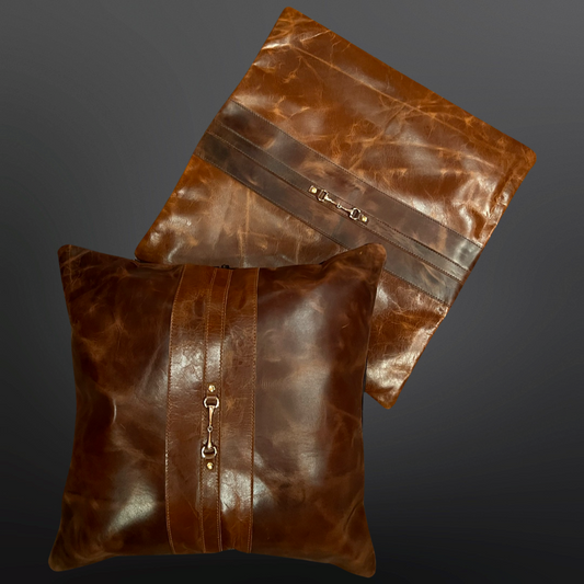 18" Leather Snaffle Bit Pillow Cover