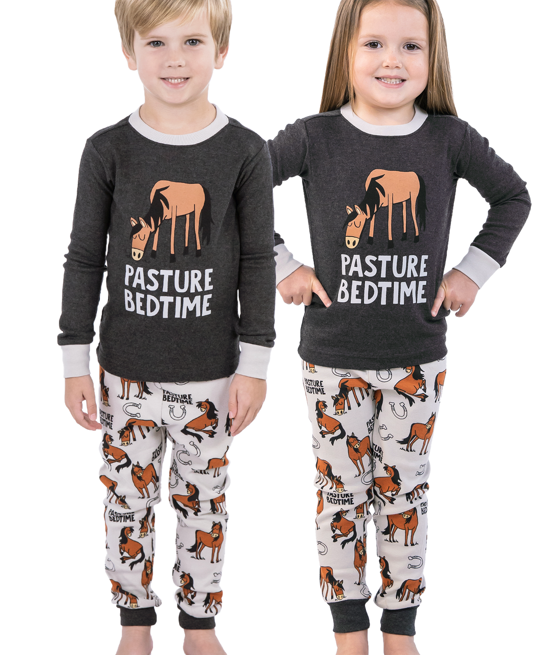 Pasture Bedtime Grey Kid's Long Sleeve Pajama Set
