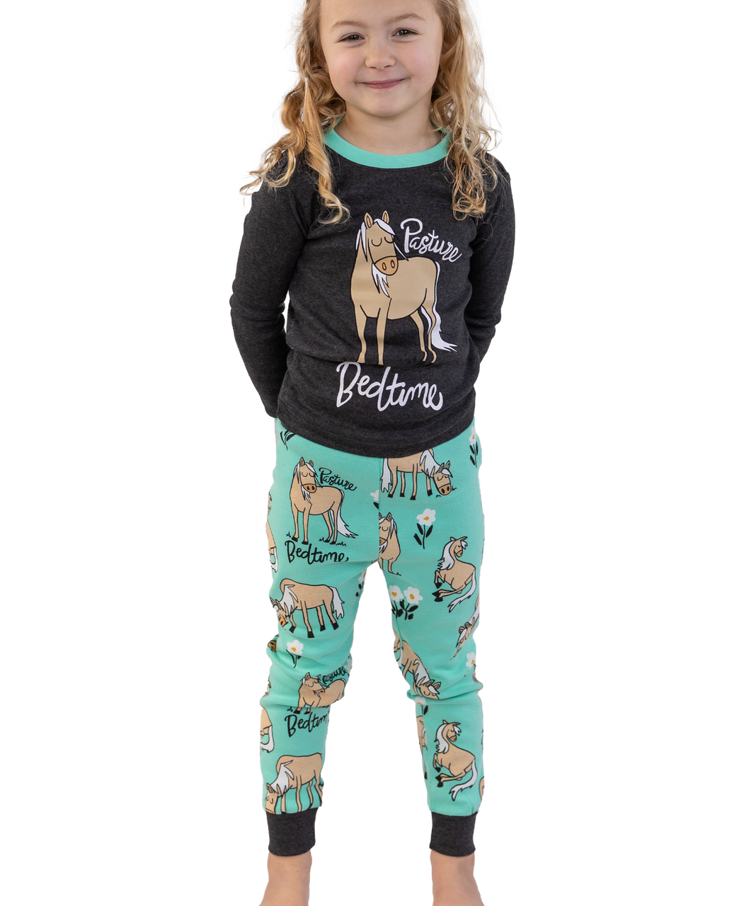 Pasture Bedtime Mint Kid's Long Sleeve Pajama Set