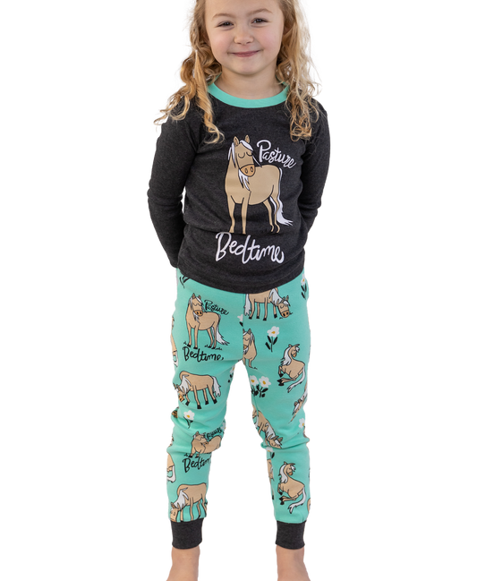 Pasture Bedtime Mint Kid's Long Sleeve Pajama Set