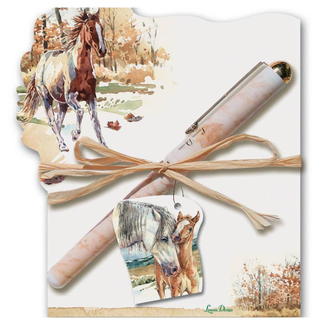 Running Horse Die-Cut Notepad & Pen Set
