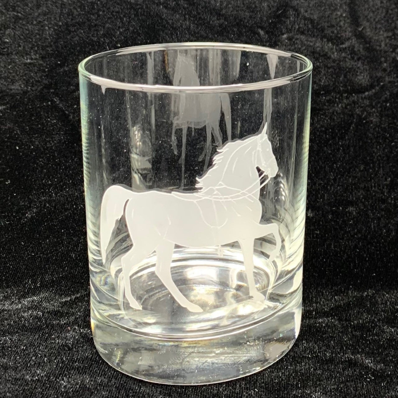 1903 Louisville Horse Show Etched Double Old-Fashioned Glasses