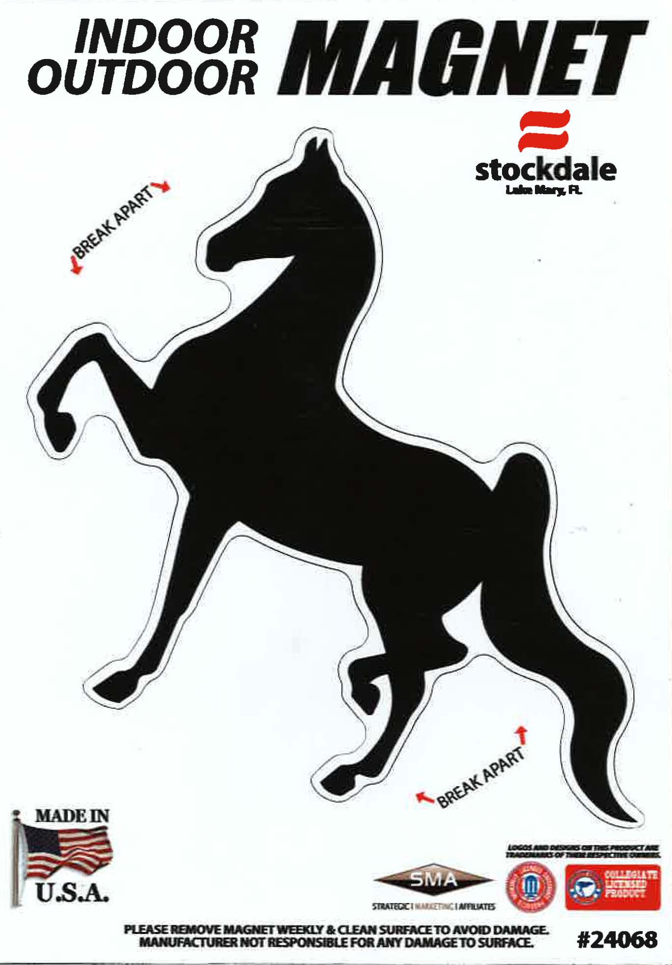 American Saddlebred Auto Magnet 3 Gaited Black Left Facing
