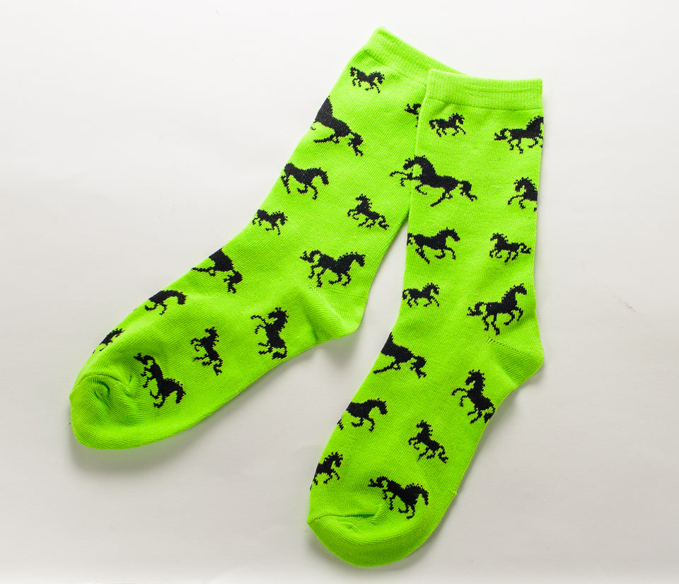 Horses All Over Socks Green