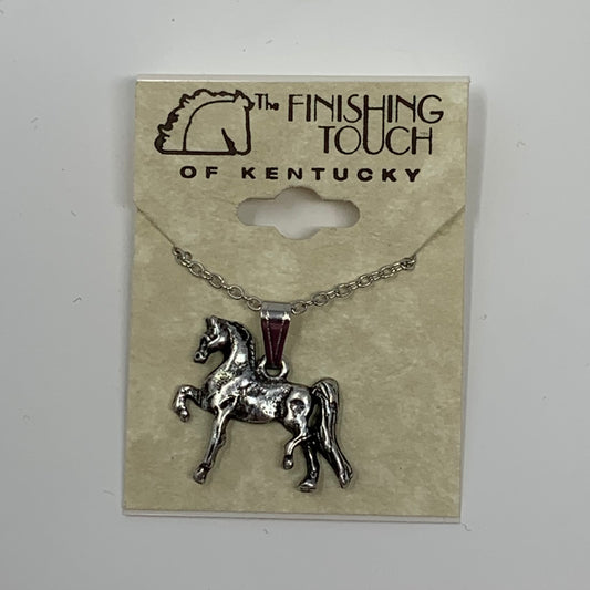 American Saddlebred Pendant, Large, Retro Silver