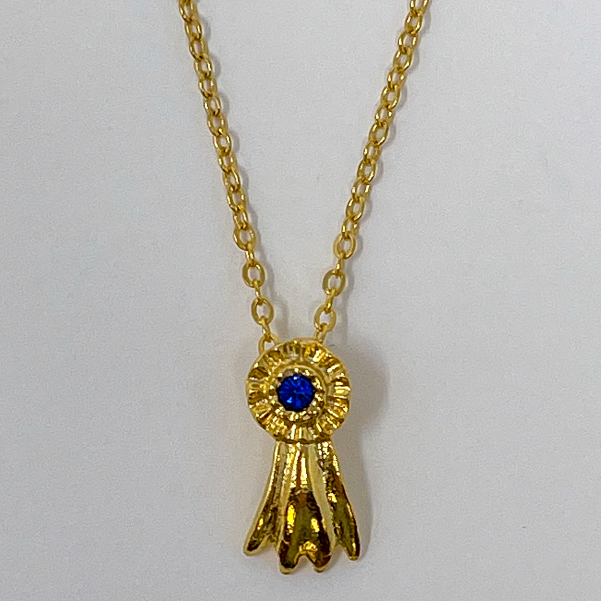 Blue Ribbon Necklace and Earrings Set