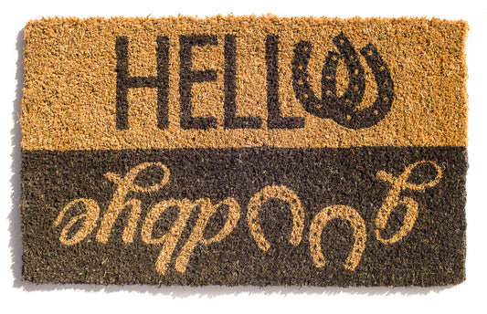 Hello/Goodbye Horseshoes Door Mat
