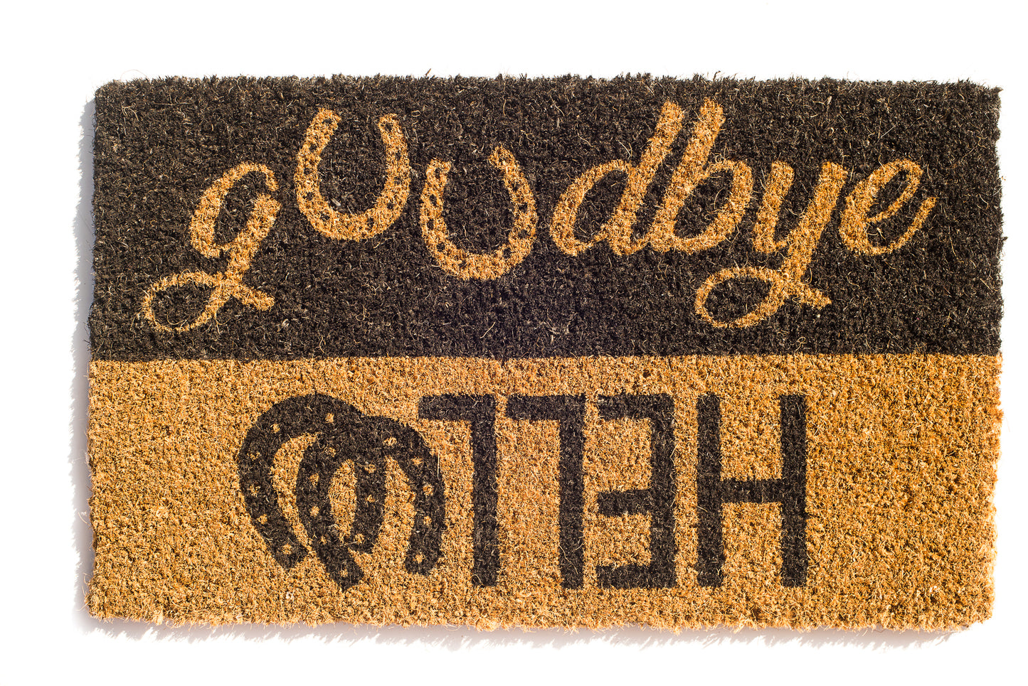 Hello/Goodbye Horseshoes Door Mat