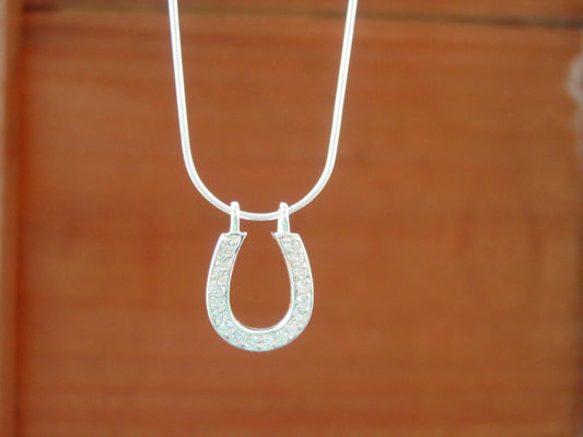Sterling Silver Crystal Horseshoe Necklace