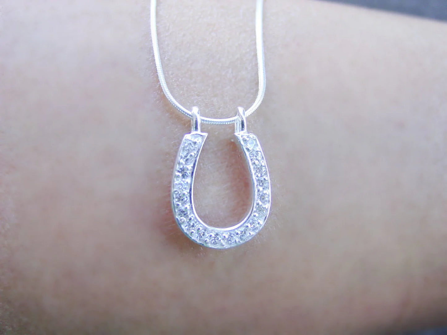 Sterling Silver Crystal Horseshoe Necklace