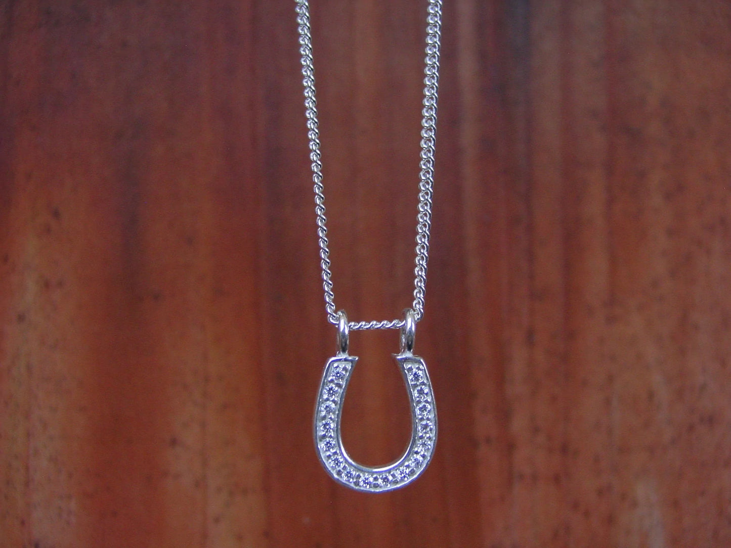 Sterling Silver Crystal Horseshoe Necklace