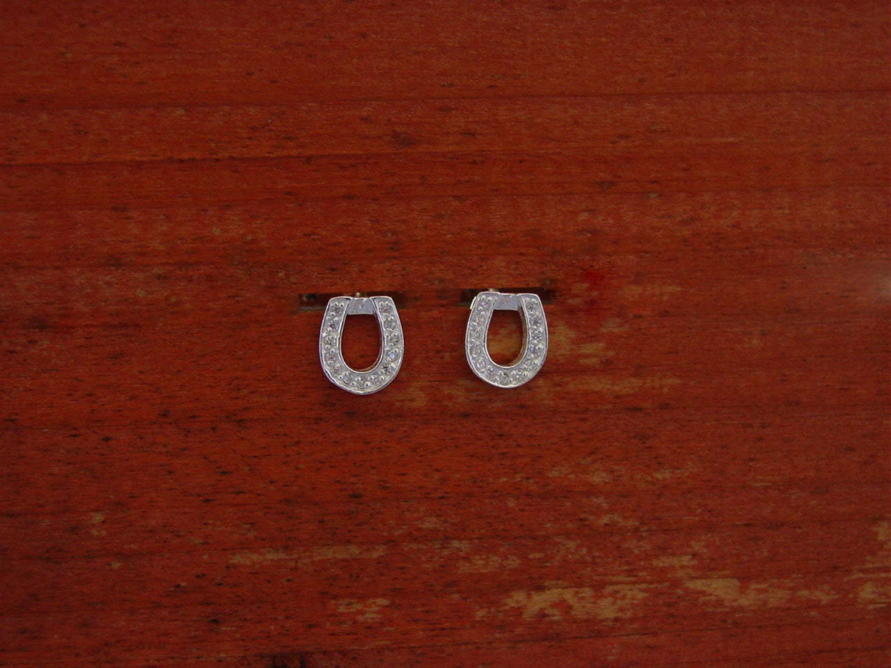Sterling Silver Crystal Horseshoe Stud Earrings