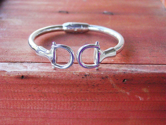 Sterling Silver Snaffle Bit Bangle with Spring Hinge