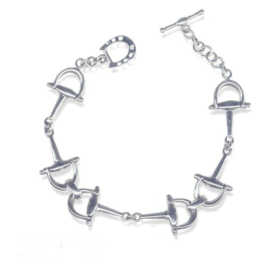 Sterling Silver Snaffle Bit Bracelet with Horseshoe Toggle Closure