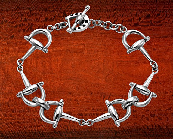 Sterling Silver Snaffle Bit Bracelet with Horseshoe Toggle Closure