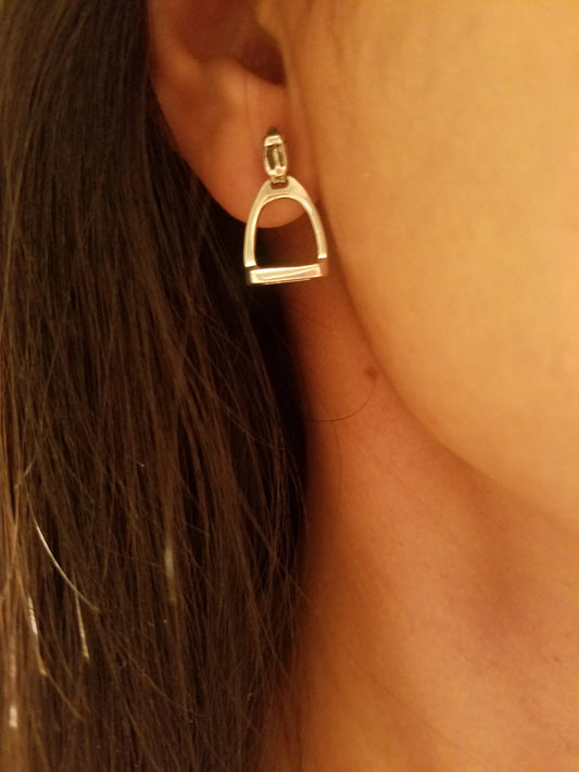Sterling Silver Stirrup Stud Earrings