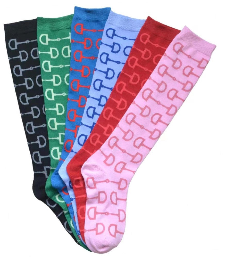Two-Tone Snaffle Bit Knee Socks
