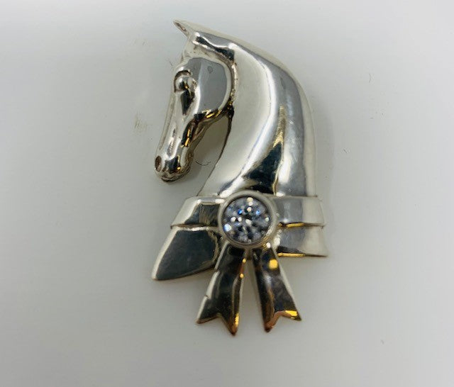 Three Gaited Left Facing Pendant with CZ