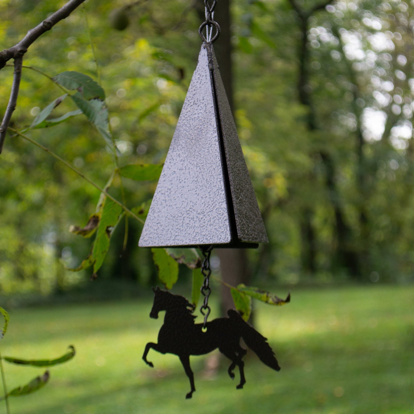 American Saddlebred Horse Wind Chime Black Hanging on Tree Branch