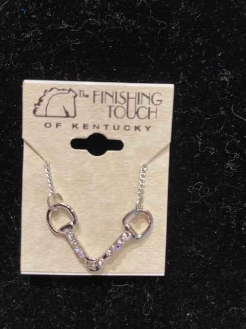 snaffle bit necklace with crystal silver