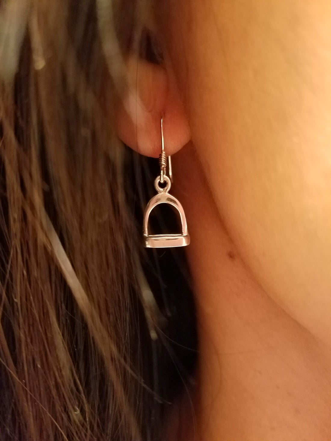 Sterling Silver Stirrup Charm Earrings