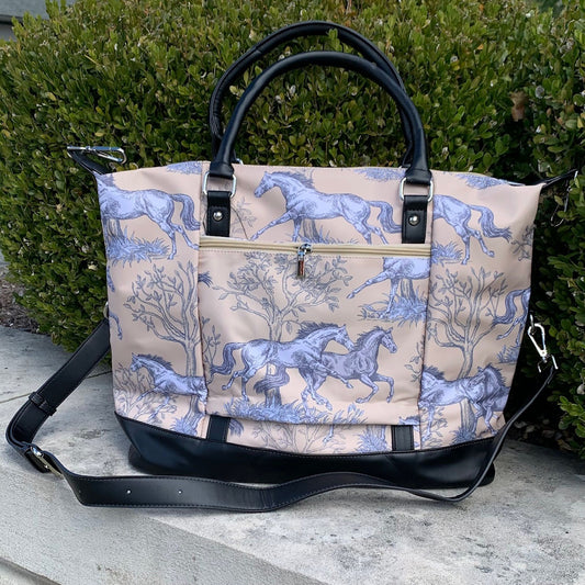 Toile Pattern Travel Bag with Tassel