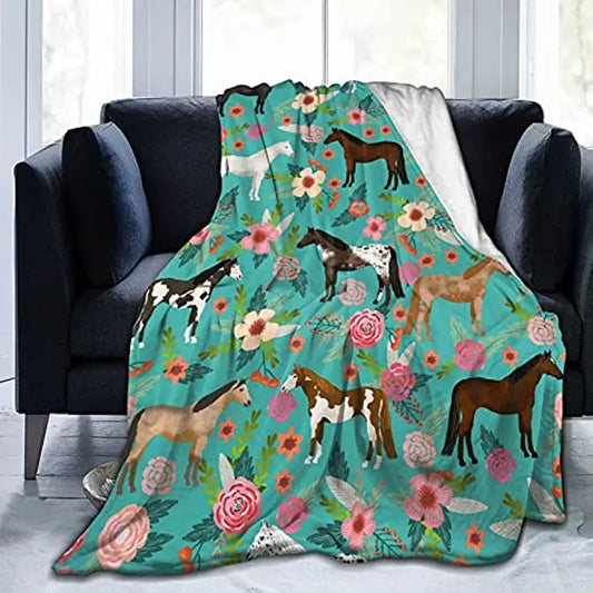 Cartoon Horse Flannel Throw