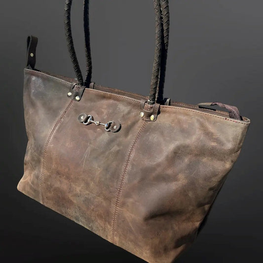Equestrian Snaffle Bit Leather Tote