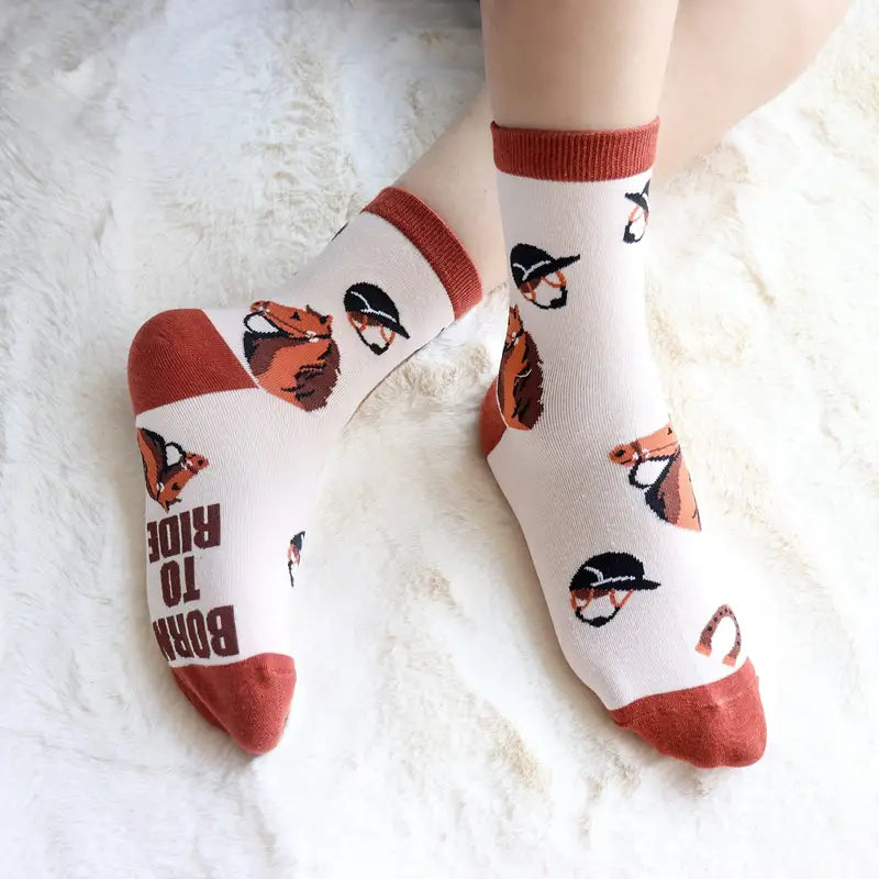 Color Block Horse Sayings Socks