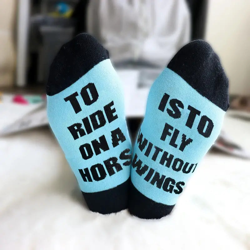 Color Block Horse Sayings Socks