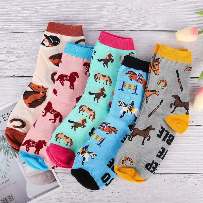 Color Block Horse Sayings Socks